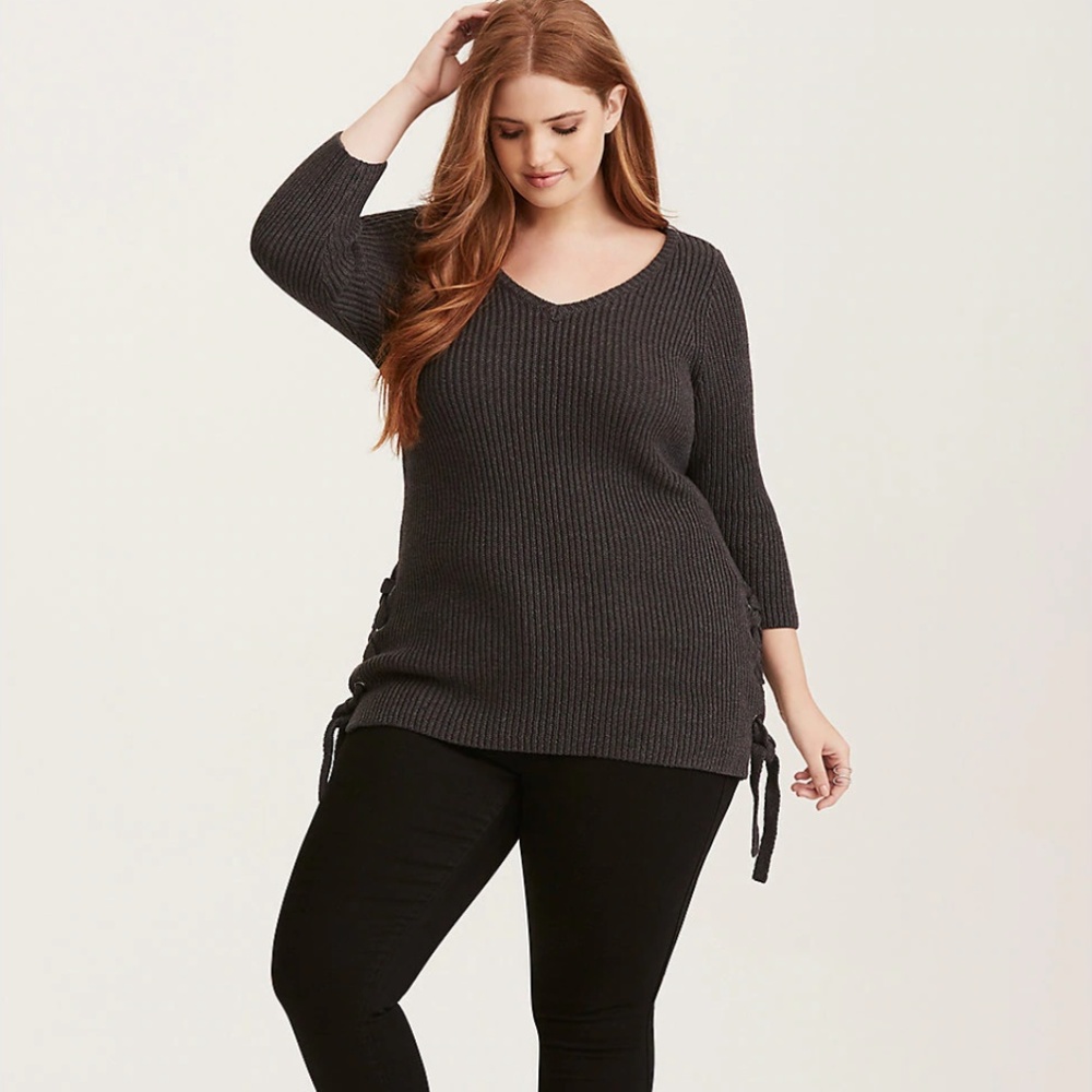 NWOT Torrid | Ribbed Knit Lace Up Sides Sweater